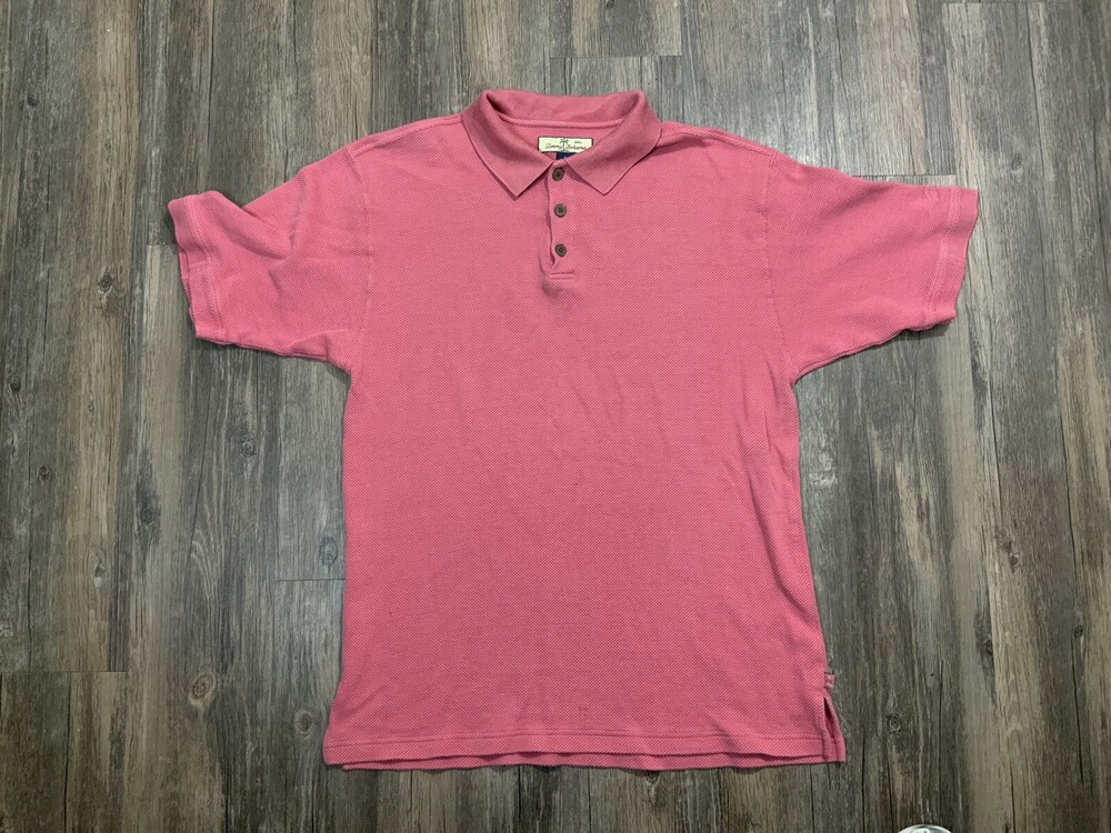 Tommy Bahama Polo Shirt Adult Large L Pink Marlin Lightweight Silk Rugby Men